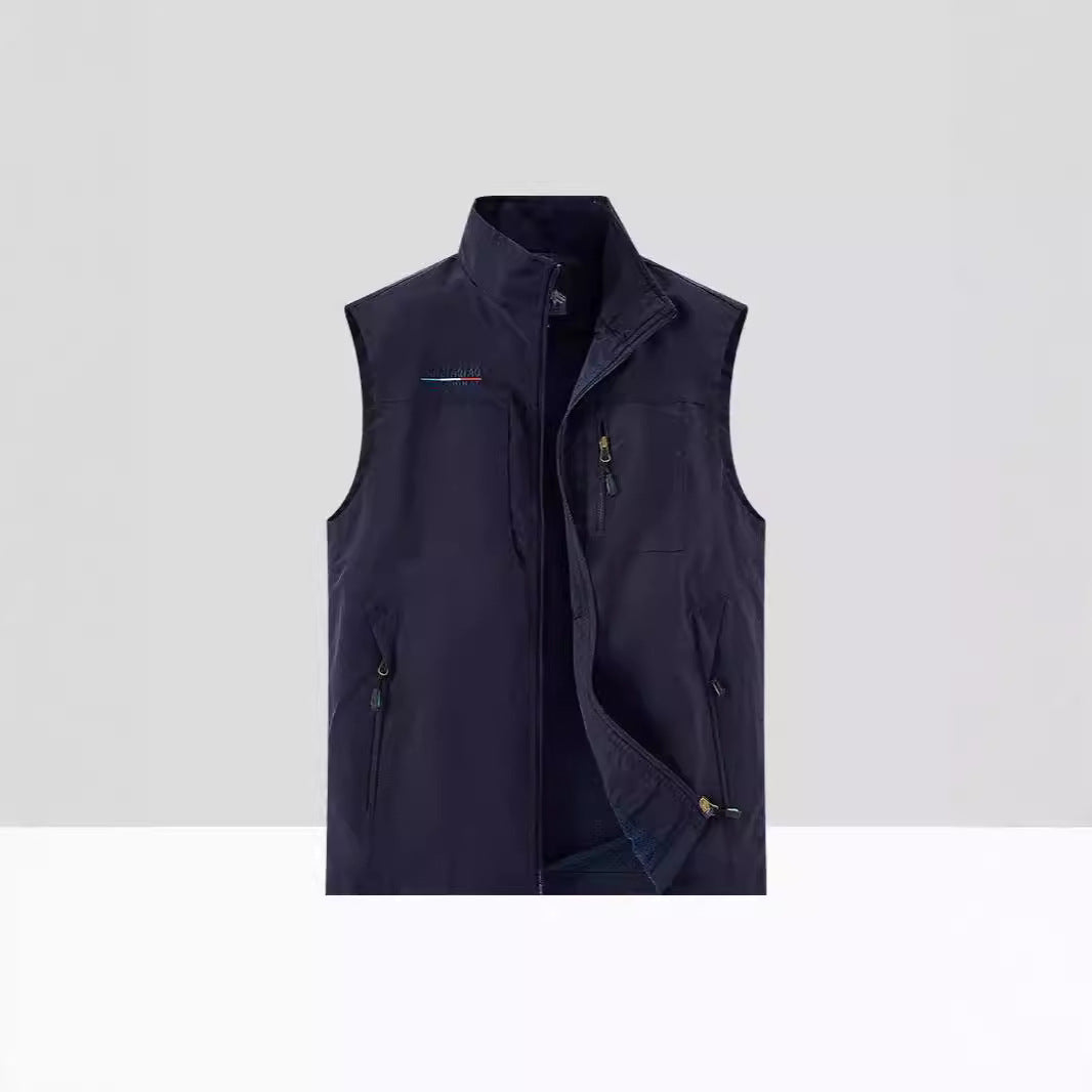 Men's Lightweight Multifunctional Outdoor Utility Vest with Mesh Lining and Multiple Zipper Pockets Chichicherry