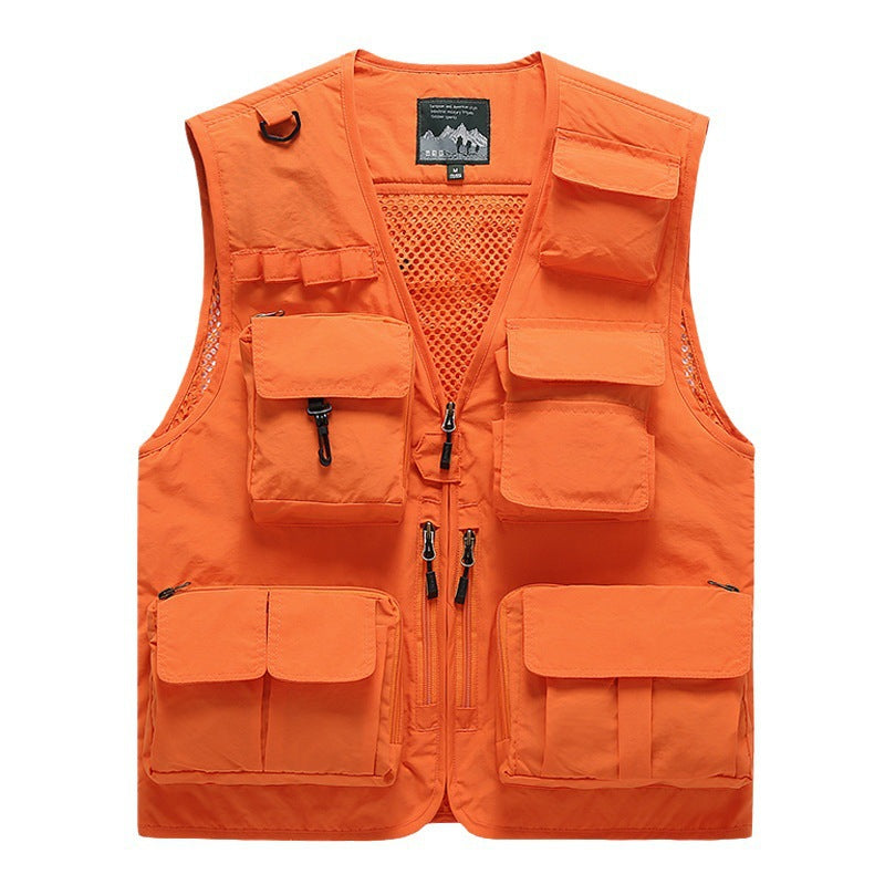 Men's multifunctional utility vest with many pockets and mesh back Chichicherry