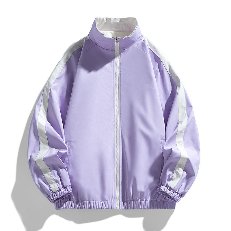Ladies Lightweight Oversized Training Jacket with Stand-Up Collar, Contrast Stripes and Elastic Hem Chichicherry
