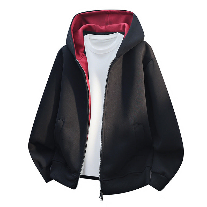 Men's Oversize Zip Hoodie with Contrast Lined Hood and Kangaroo Pockets Chichicherry