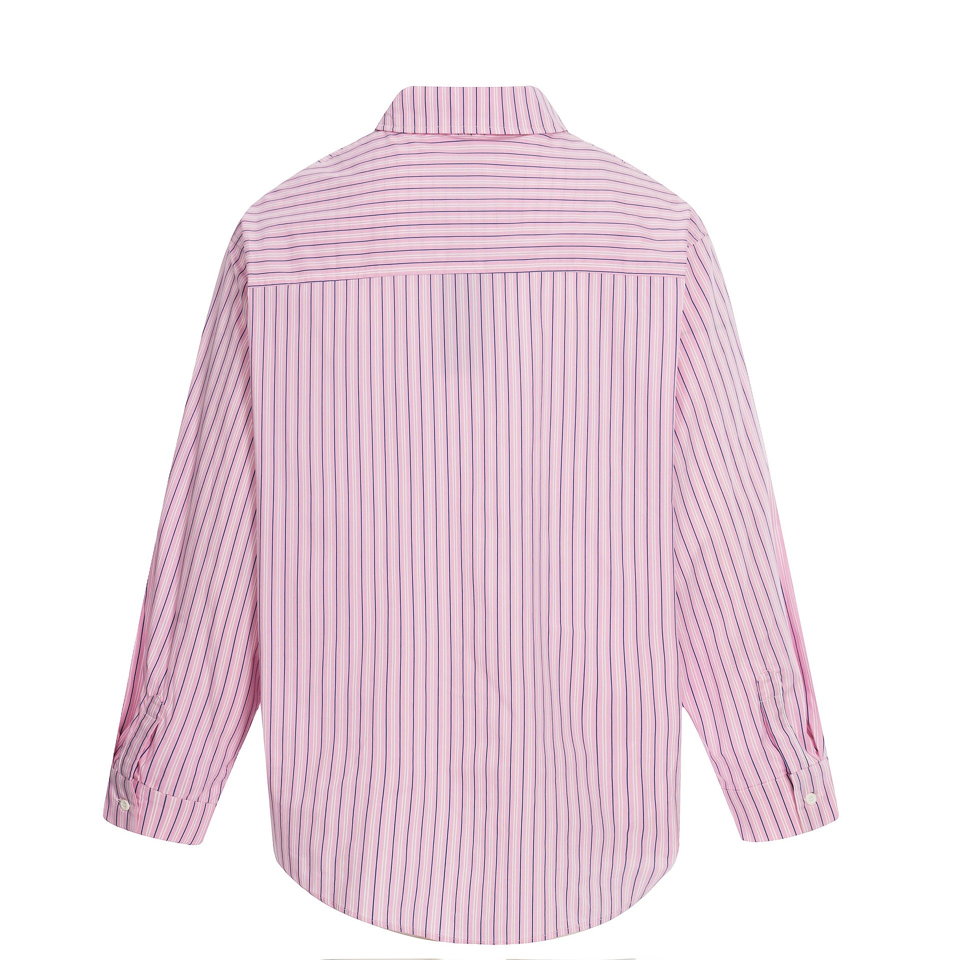 Women's Oversize Shirt Blouse with Striped Texture and Hand-Drawn Graphic Print Chichicherry