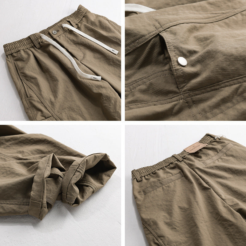 Men's utility cargo pants with drawstring waistband and side flap pockets Chichicherry