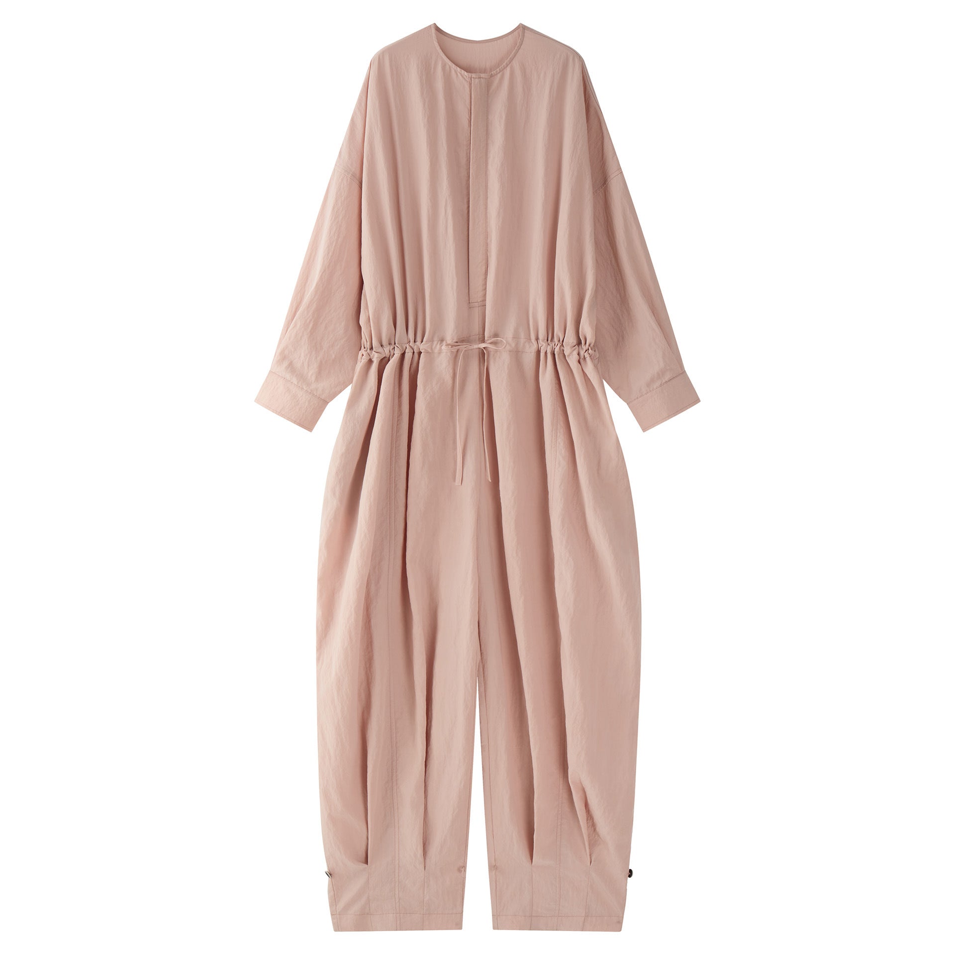 Women's Wide Cotton Blend Jumpsuit with Drawstring and Balloon Sleeves Chichicherry