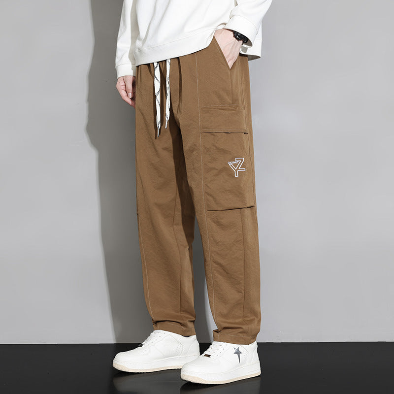Men's loose-fitting cargo joggers with large flap pocket and drawstring Chichicherry