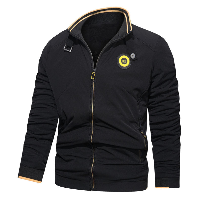 Men's sporty zip-up sweatshirt jacket with stand-up collar and logo application Chichicherry