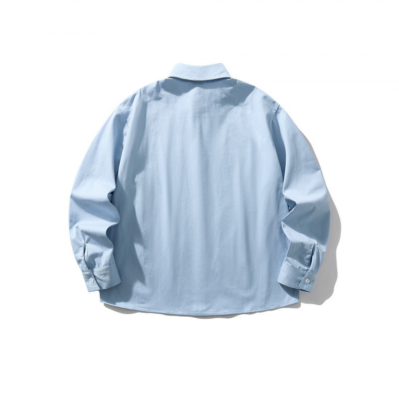 Unisex Oversized Shirt Jacket with concealed button placket, boxy silhouette and rounded hem Chichicherry