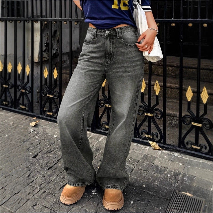 Women's High-Waist Wide Denim Pants with Palazzo Cut Chichicherry