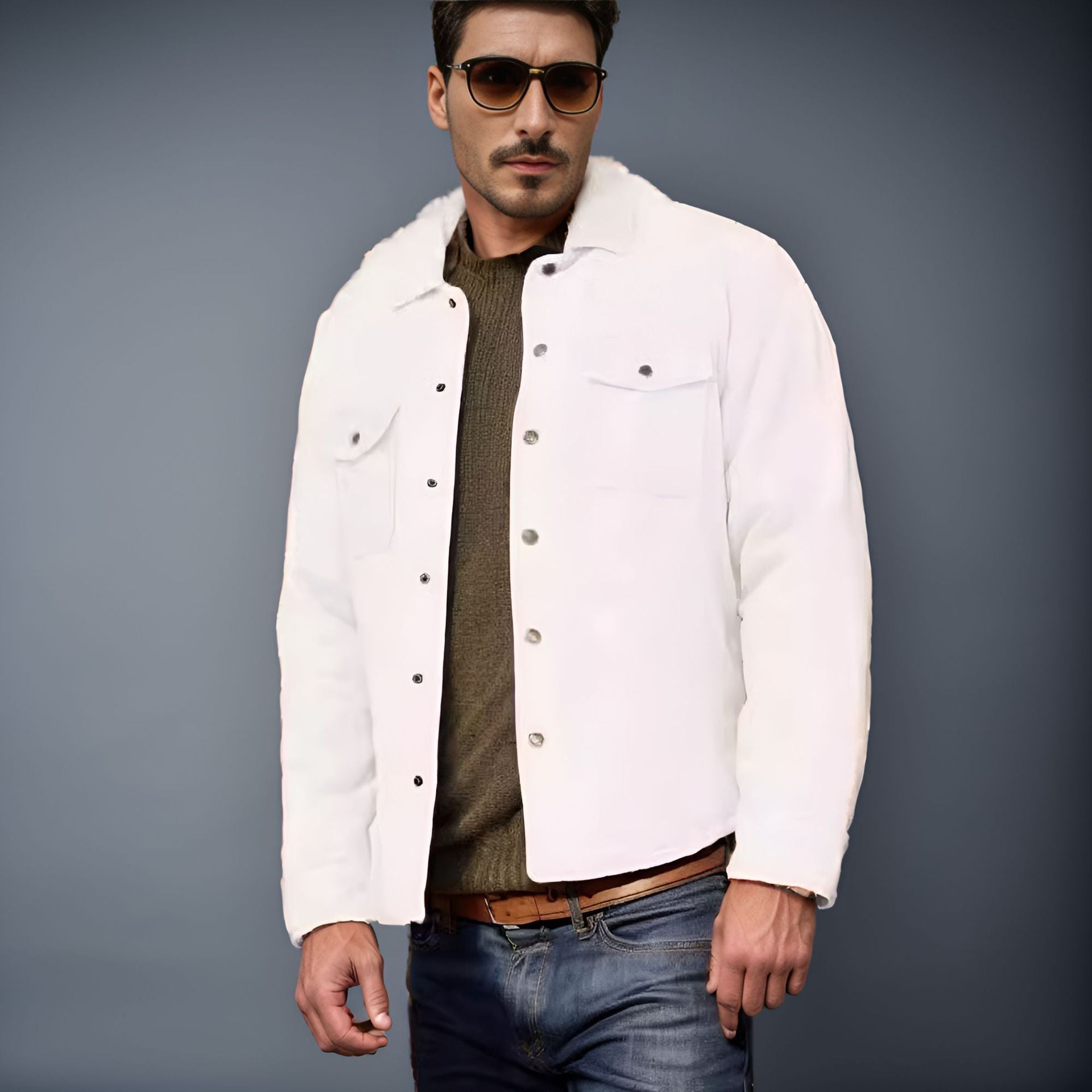 Men's Cord Worker Overshirt with Snap Button Placket, Flap Pockets and Applied Side Pockets Chichicherry