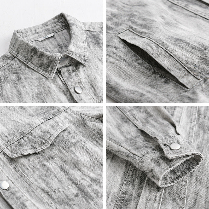 Men's denim jacket in acid wash look with oversized cut Chichicherry