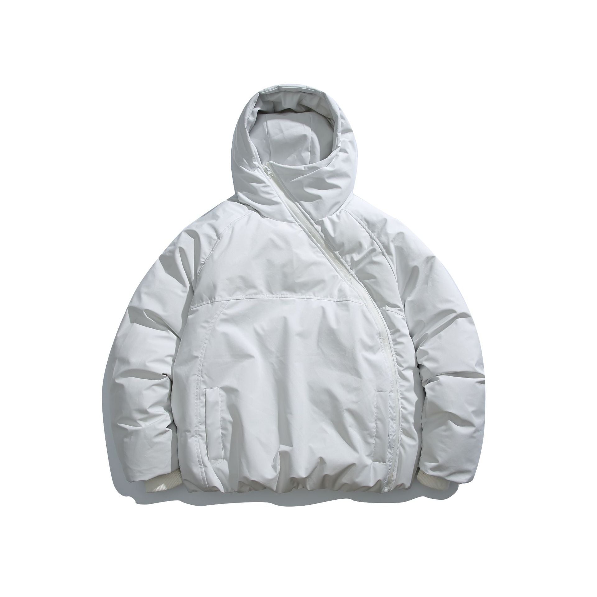 Unisex Short-cut asymmetrical padded parka with hood and thermo insulation Chichicherry