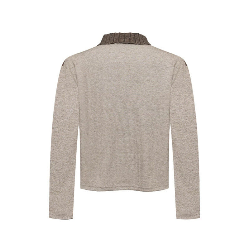 Women's Long Sleeve Polo Shirt with Half Zip, Contrast Shoulders and Button Cuffs Chichicherry