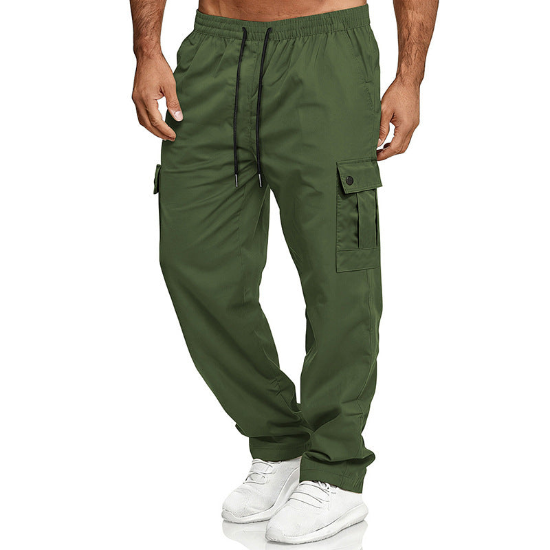 Men's cargo leisure pants with elastic waistband, drawstring, and flap pockets Chichicherry