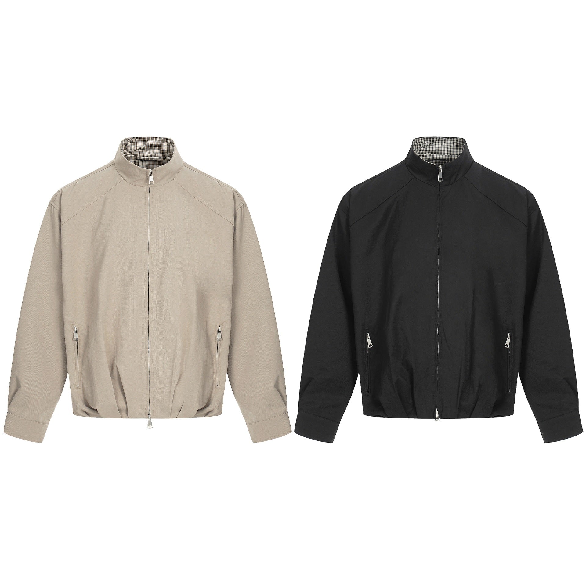 Men's Lightweight Windbreaker Blouson with Funnel Neck and Concealed Zippers Chichicherry