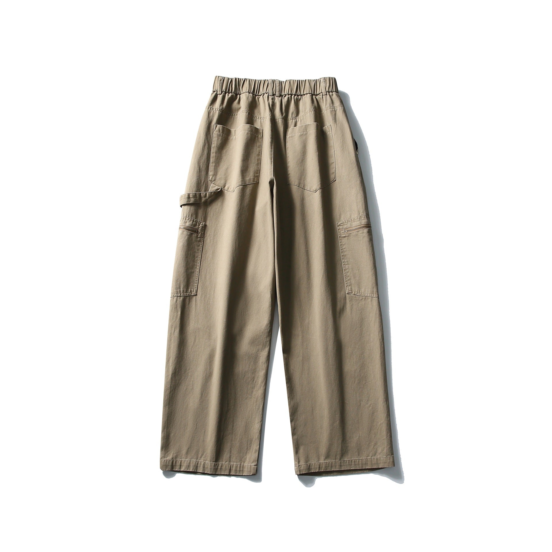 Women's Utility Cargo Pants with Wide Leg, High Elastic Waistband and Zipper Pockets Chichicherry
