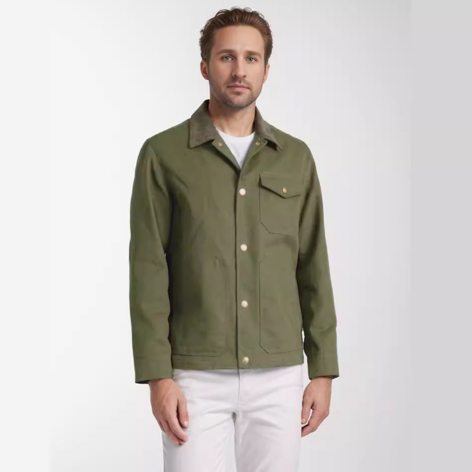 Herren robuste Canvas-Chorejacke mit Cordkragen und aufgesetzten Pattentaschen Chichicherry