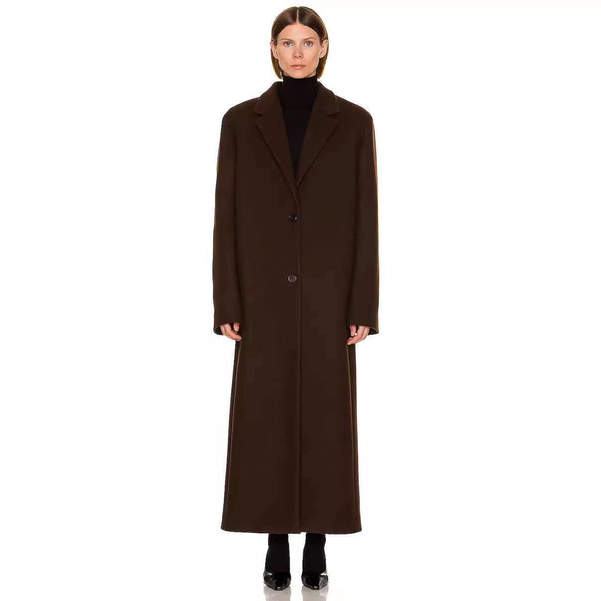 Women's Maximal One-Button Coat in Oversized Cut with Classic Lapel Chichicherry