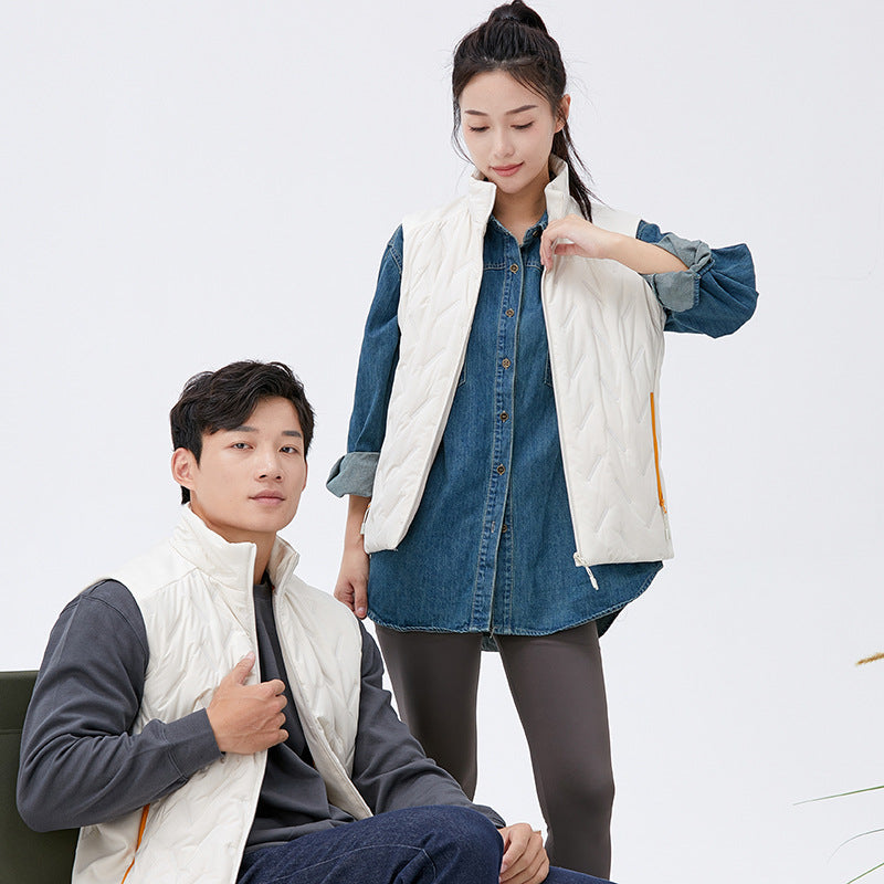 Unisex quilted vest with thermal insulation and high stand-up collar Chichicherry
