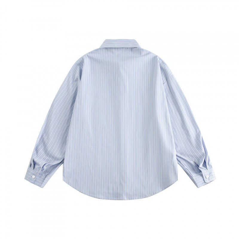 Men's loosely falling boxy shirt with fine pinstripes and chest pocket Chichicherry