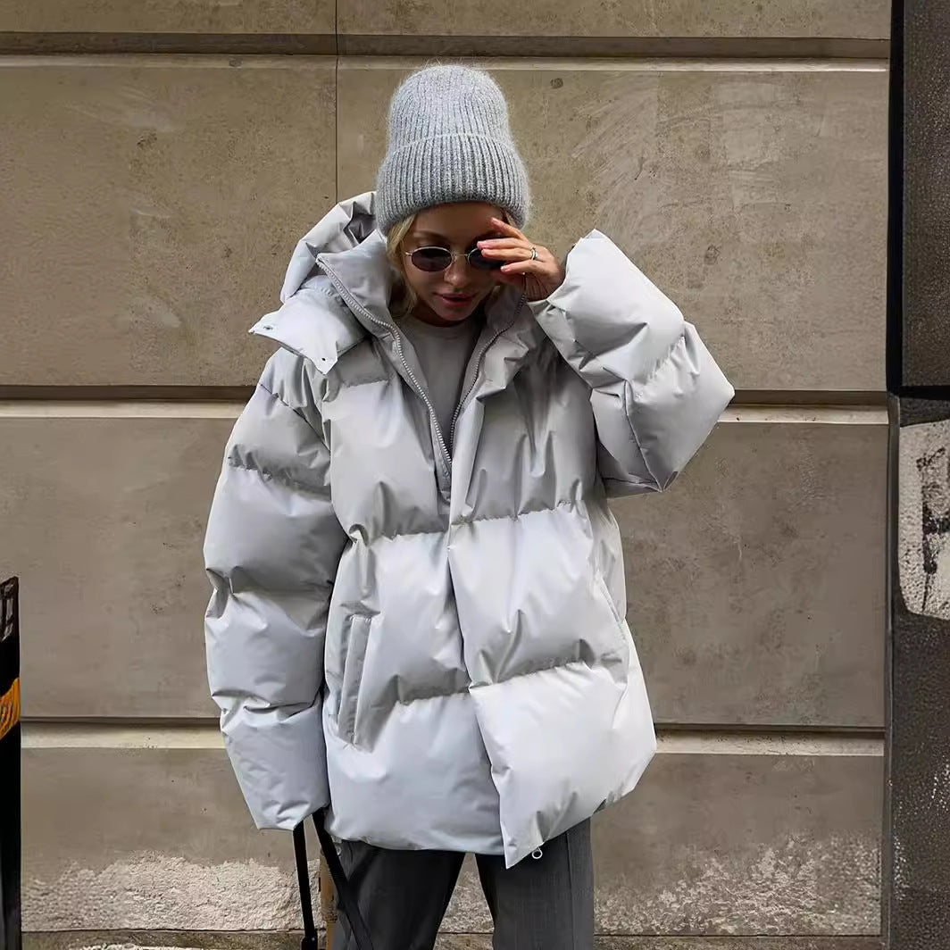 Damen Oversize Steppjacke mit Kapuze und wattierter Thermofüllung Chichicherry
