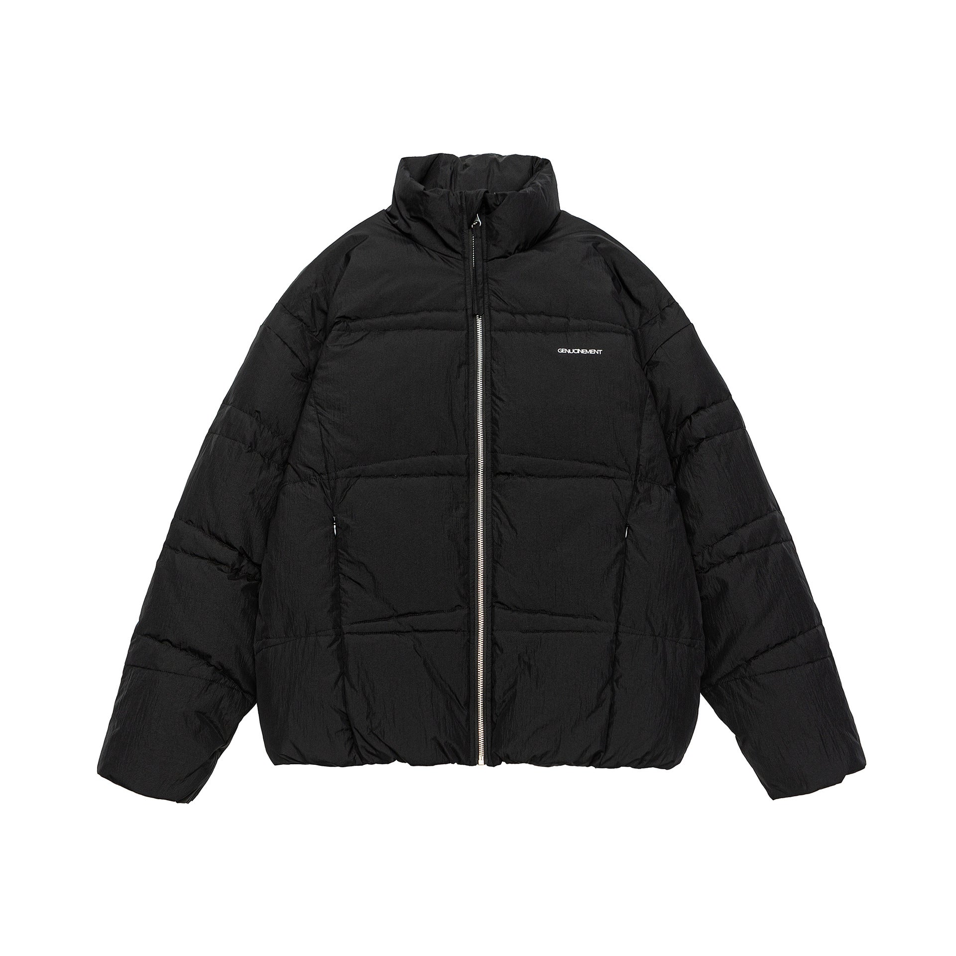 Men's Shorter Oversized Padded Puffer with High Stand Collar and Metal Zipper Chichicherry