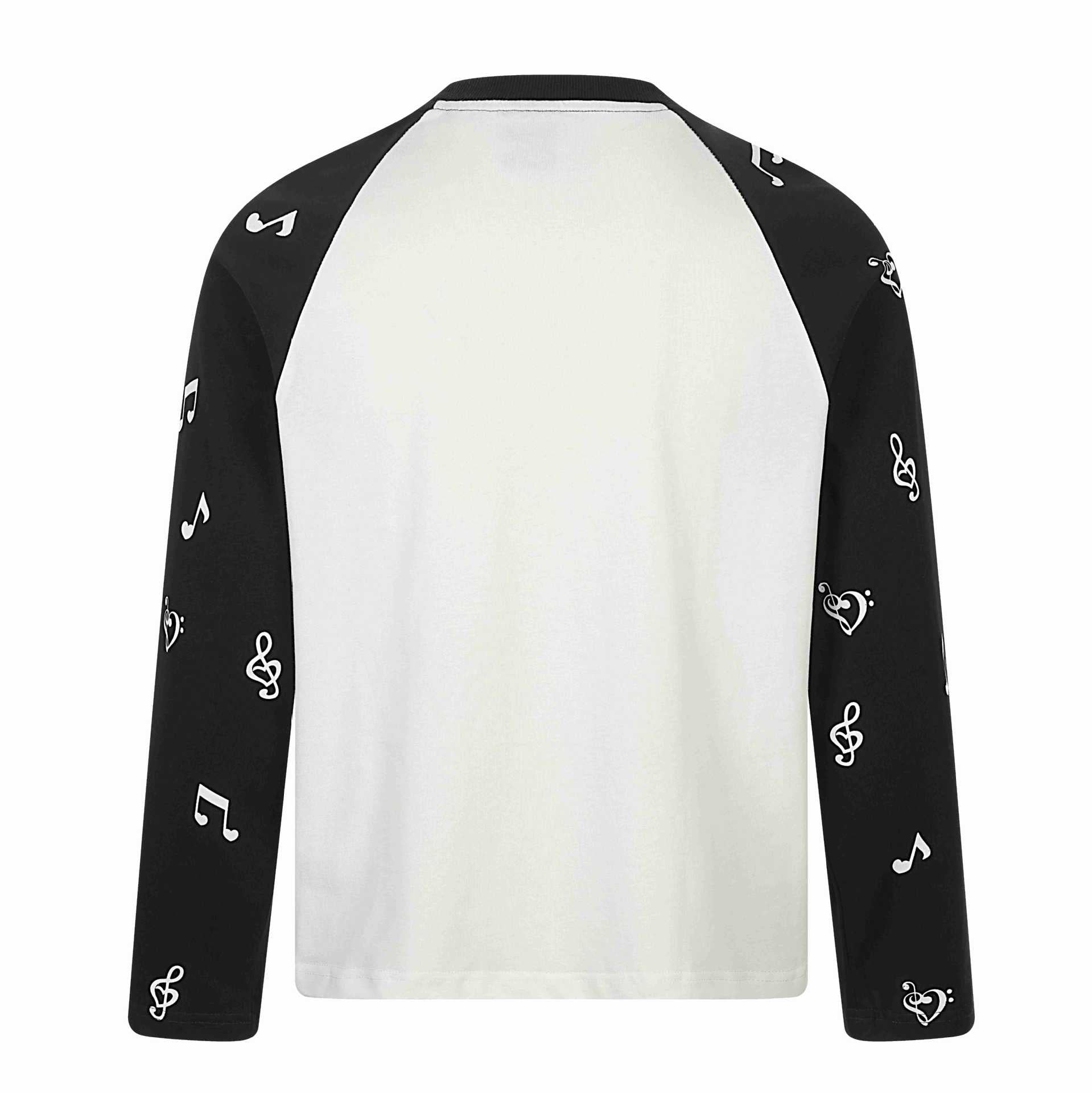 Unisex Long Sleeve Raglan Shirt with Music Print and Note Sleeves Chichicherry