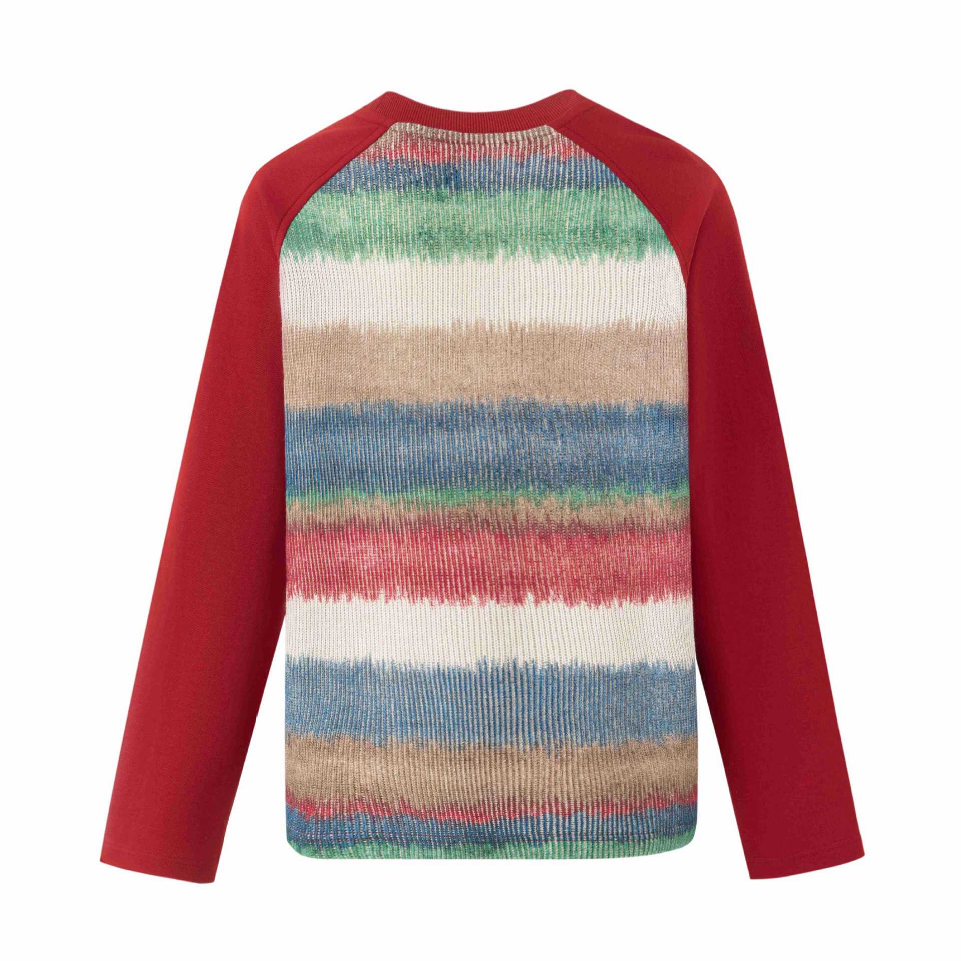 Men's round neck pullover with raglan sleeves and mottled knit front Chichicherry