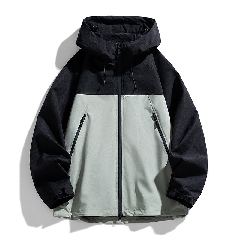 Men's Technical Hooded Utility Jacket with Contrast Panels and Water-Repellent Membrane Chichicherry