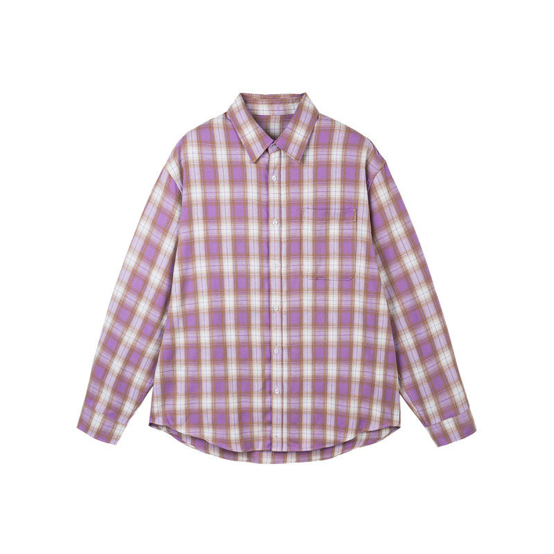Women Oversized Check Shirt with Longline Cut, Chest Pocket and Rounded Hem Chichicherry