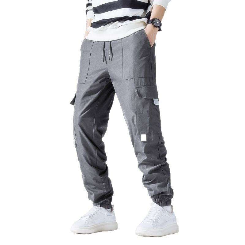 Men's Technical Utility Cargo Pants in Jogger Style with Drawstring & Elastic Ankle Cuffs Chichicherry