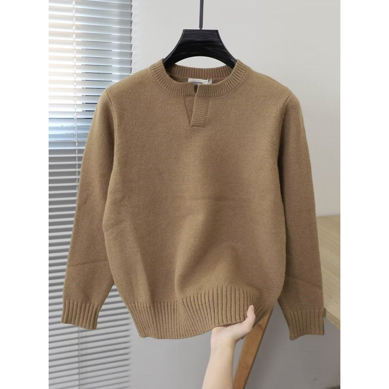 Unisex Feinstrickpullover mit Rundhalsausschnitt und Halslasche im Oversize‑Schnitt Chichicherry