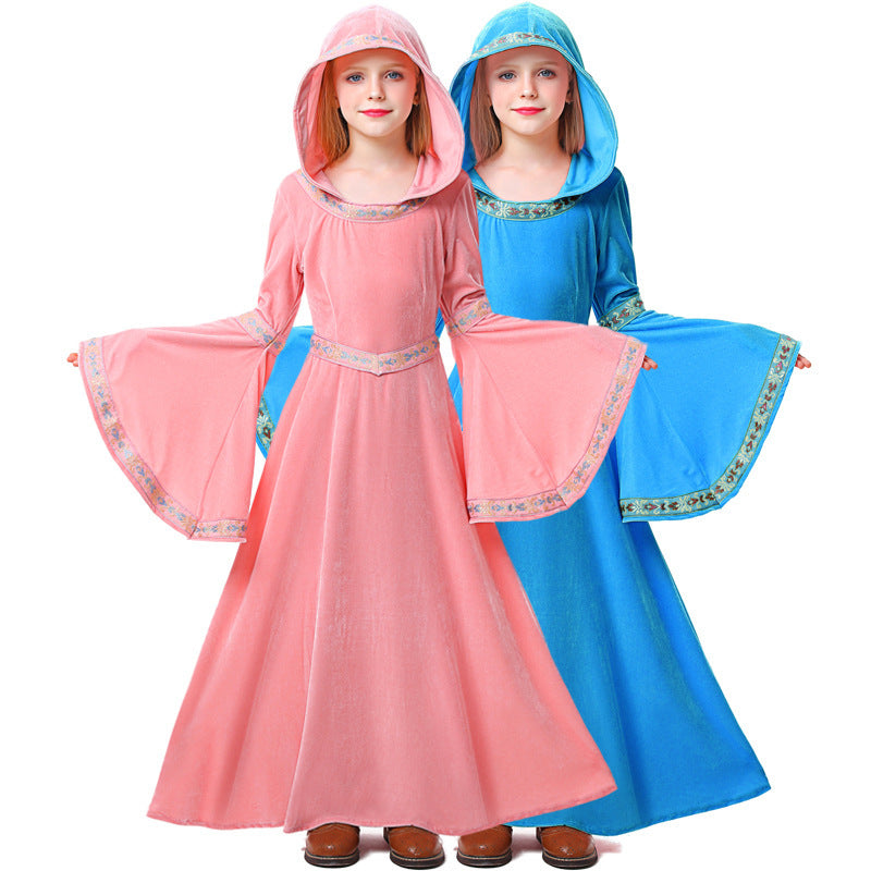 Girls Wizard Costume with Hood and Flared Sleeves Chichicherry