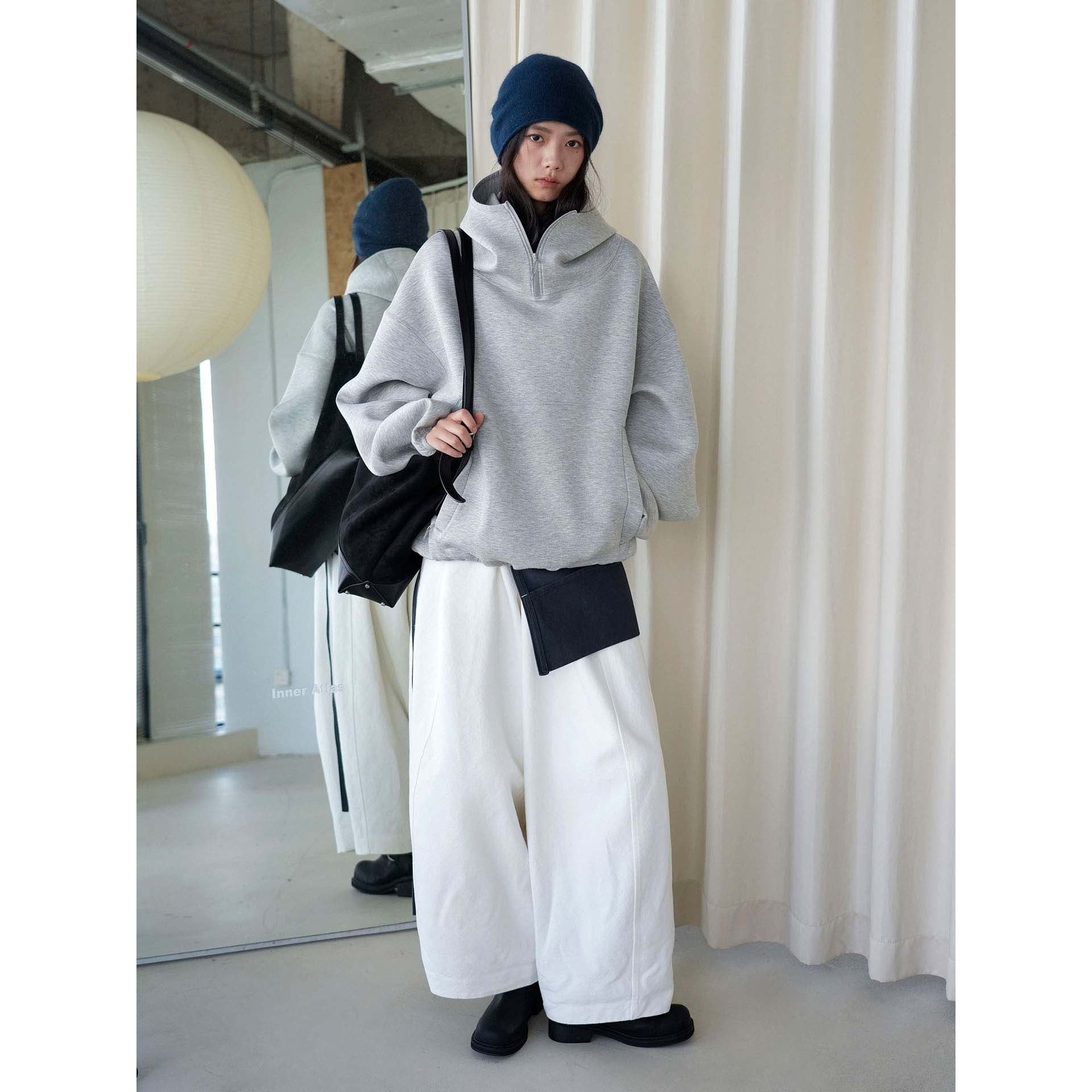 Women's Oversized Hoodie with High Stand Collar and Half Zipper Chichicherry
