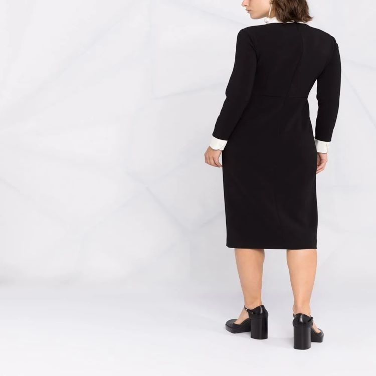 Women's midi dress with Peter Pan collar, tailored fit and long sleeves Chichicherry