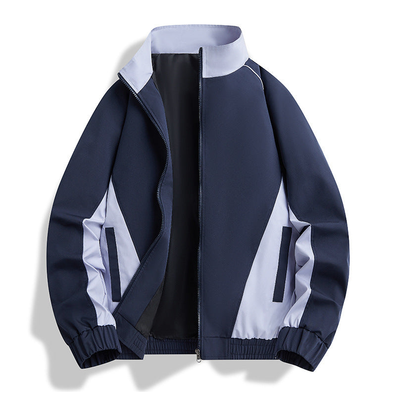 Men's Lightweight Athletic Softshell Training Jacket with Contrast Panels, Stand Collar & Elastic Hem Chichicherry