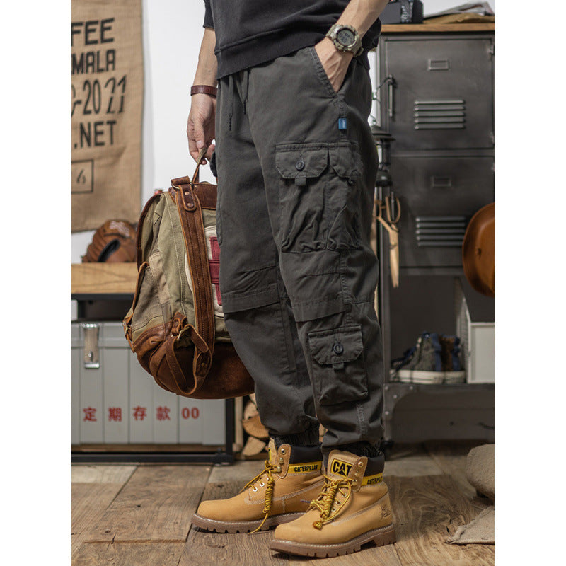 Herren Utility-Cargohose mit Kordelzug, elastischem Saum und Mehrfach-Taschen Chichicherry