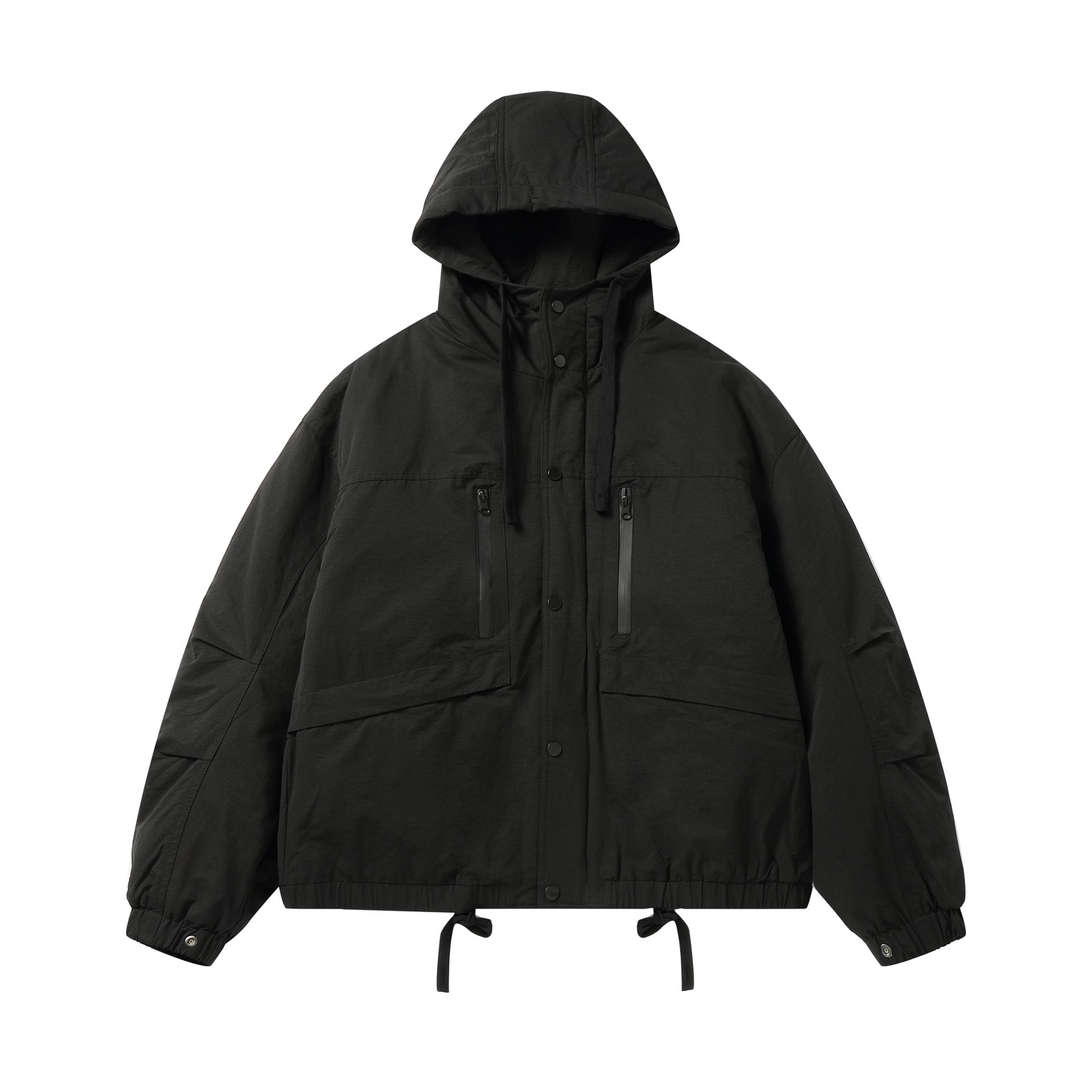 Men's technical hooded parka with water-repellent zippers, kangaroo pockets, and drawstring Chichicherry