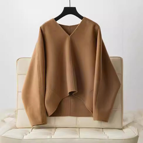 Women Wool Sweater with V-Neck Chichicherry