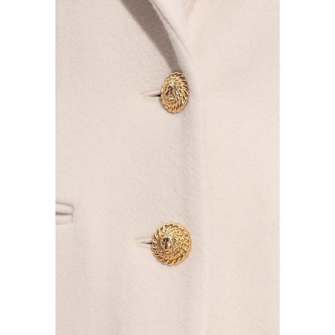 Women’s long-cut wool coat with tailored fit and golden buttons Chichicherry