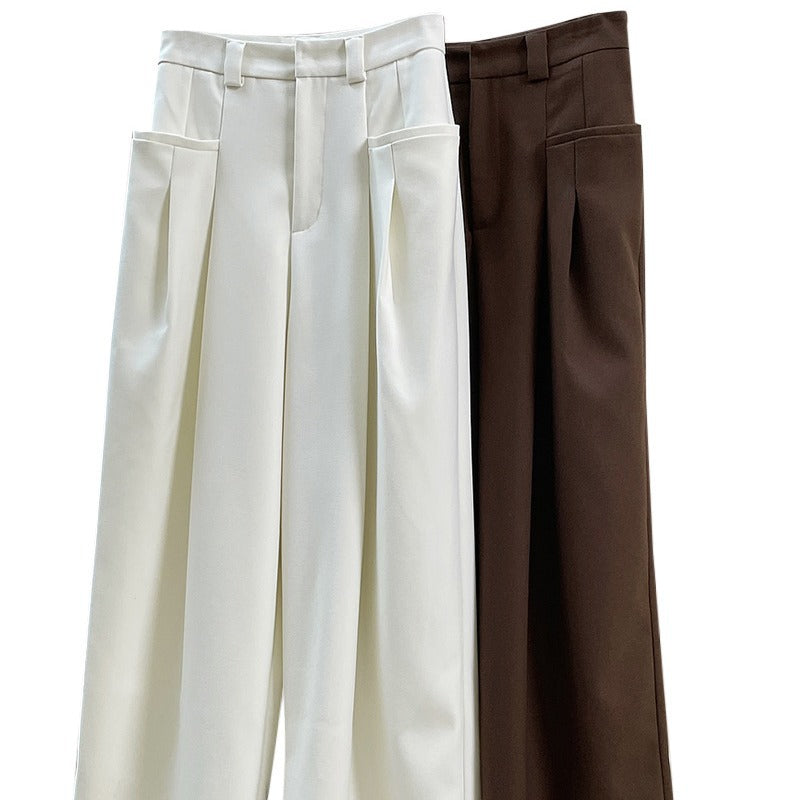 Women High-waisted Pleated Trousers with Voluminous Balloon Silhouette and Side Pockets Chichicherry