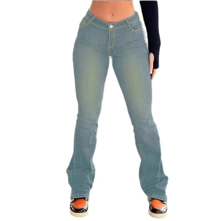 Ladies low-rise sculpting bootcut jeans with V-seam and slight stretch Chichicherry