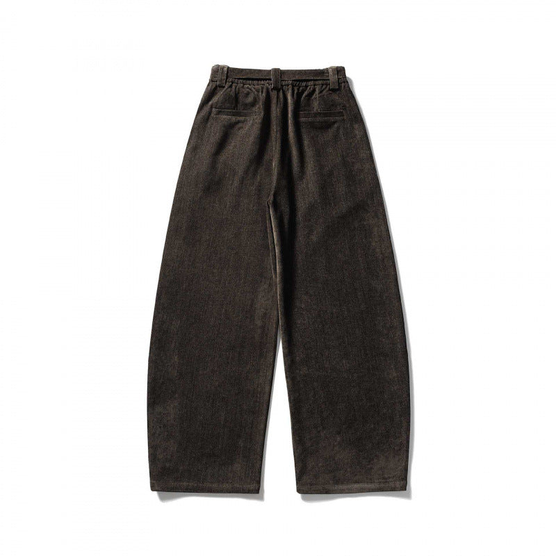 Women's Wide High Waist Pants with Pleats, Balloon Silhouette and Fabric Belt Chichicherry