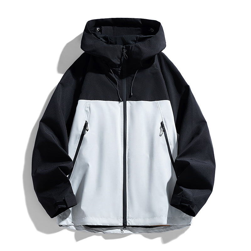 Men's Technical Hooded Utility Jacket with Contrast Panels and Water-Repellent Membrane Chichicherry
