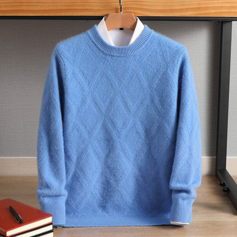 Men's fine diamond pattern crew neck sweater made of merino blend with a soft touch Chichicherry
