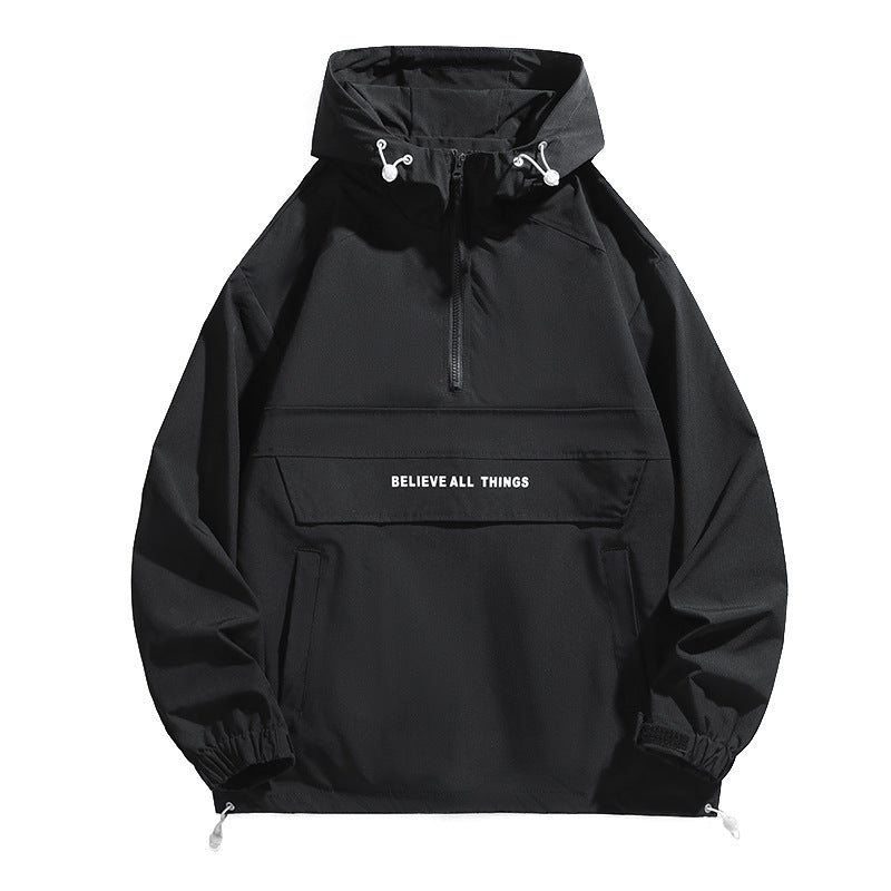 Women's hooded anorak with half zipper, kangaroo pocket & adjustable hem Chichicherry