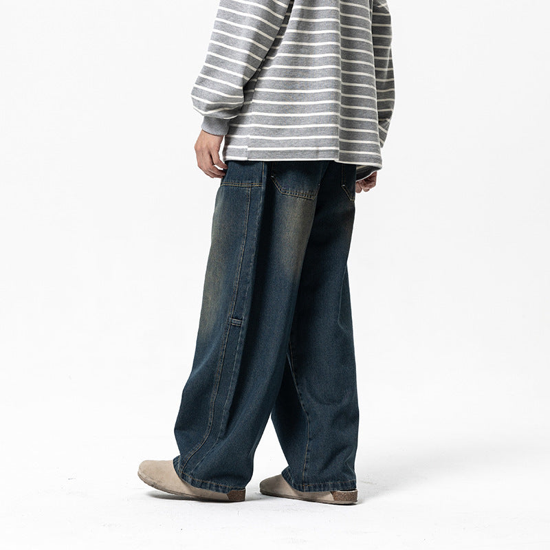 Women Wide High-Waist Denim Culotte with Elastic Waistband and Patch Pockets Chichicherry