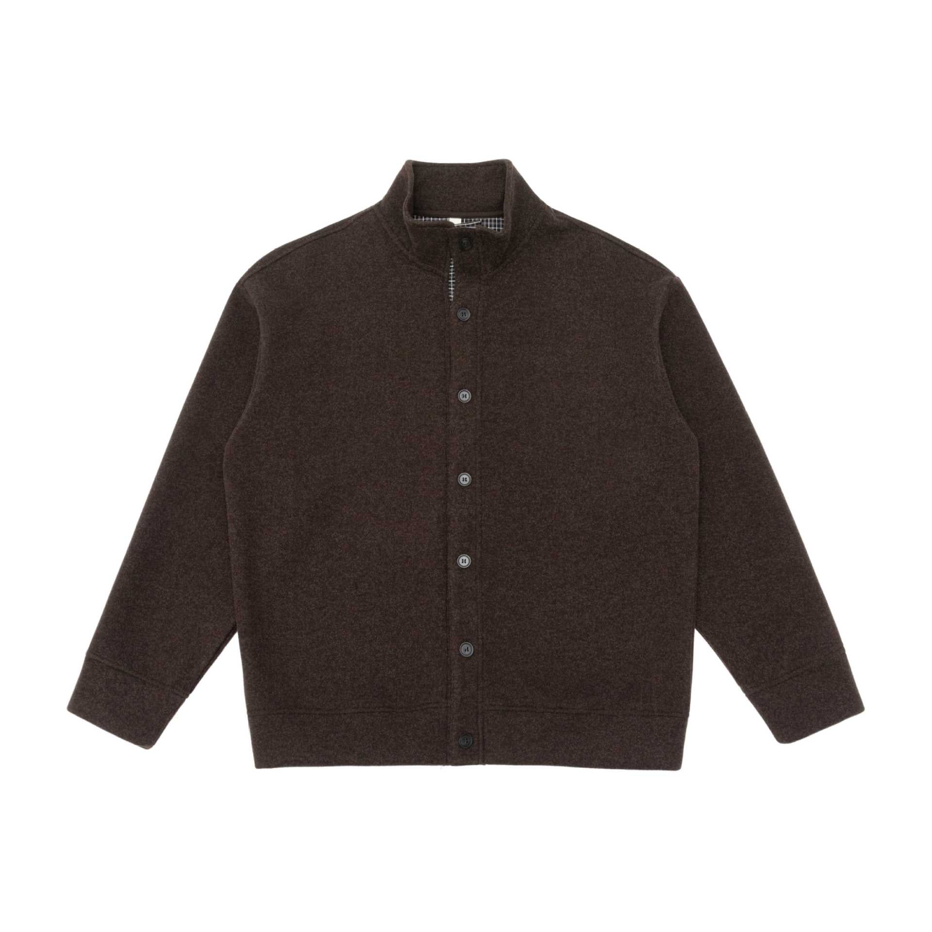Men's wool blend jacket with stand-up collar and full button placket Chichicherry