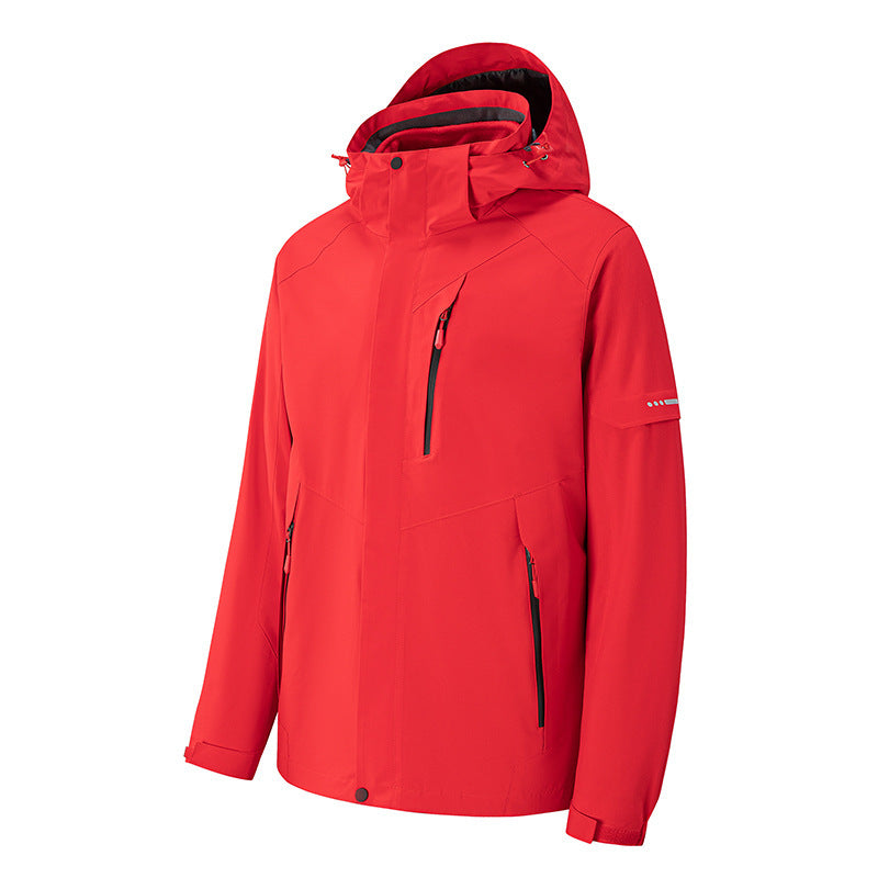 Men's waterproof three-layer softshell outdoor jacket with adjustable hood and welded zippers Chichicherry