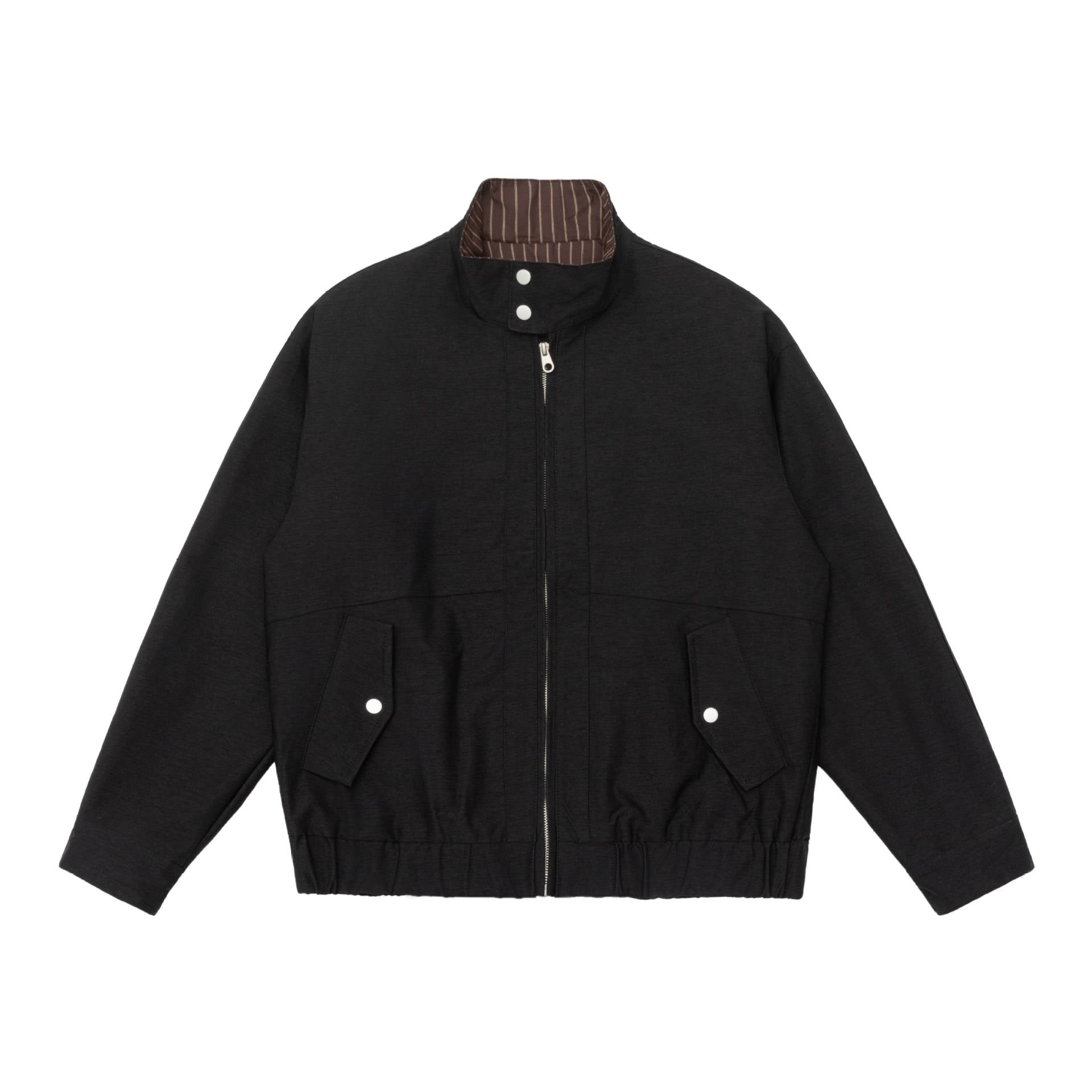 Men's Padded Bomber Jacket with Stand Collar, Flap Pockets and Elastic Hem Chichicherry