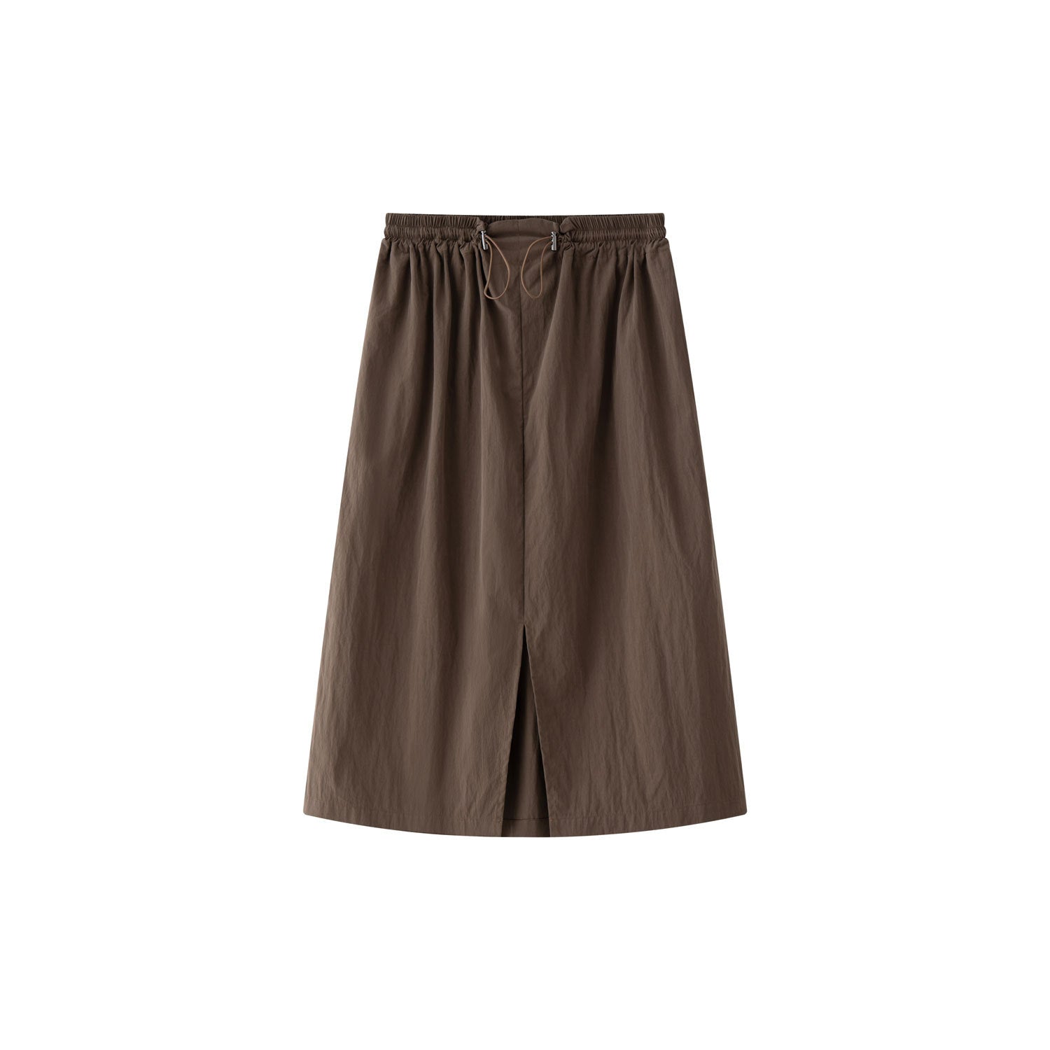 Women's Midi-Length Cotton Skirt with Drawstring, Side Pockets, and Front Leg Slit Chichicherry