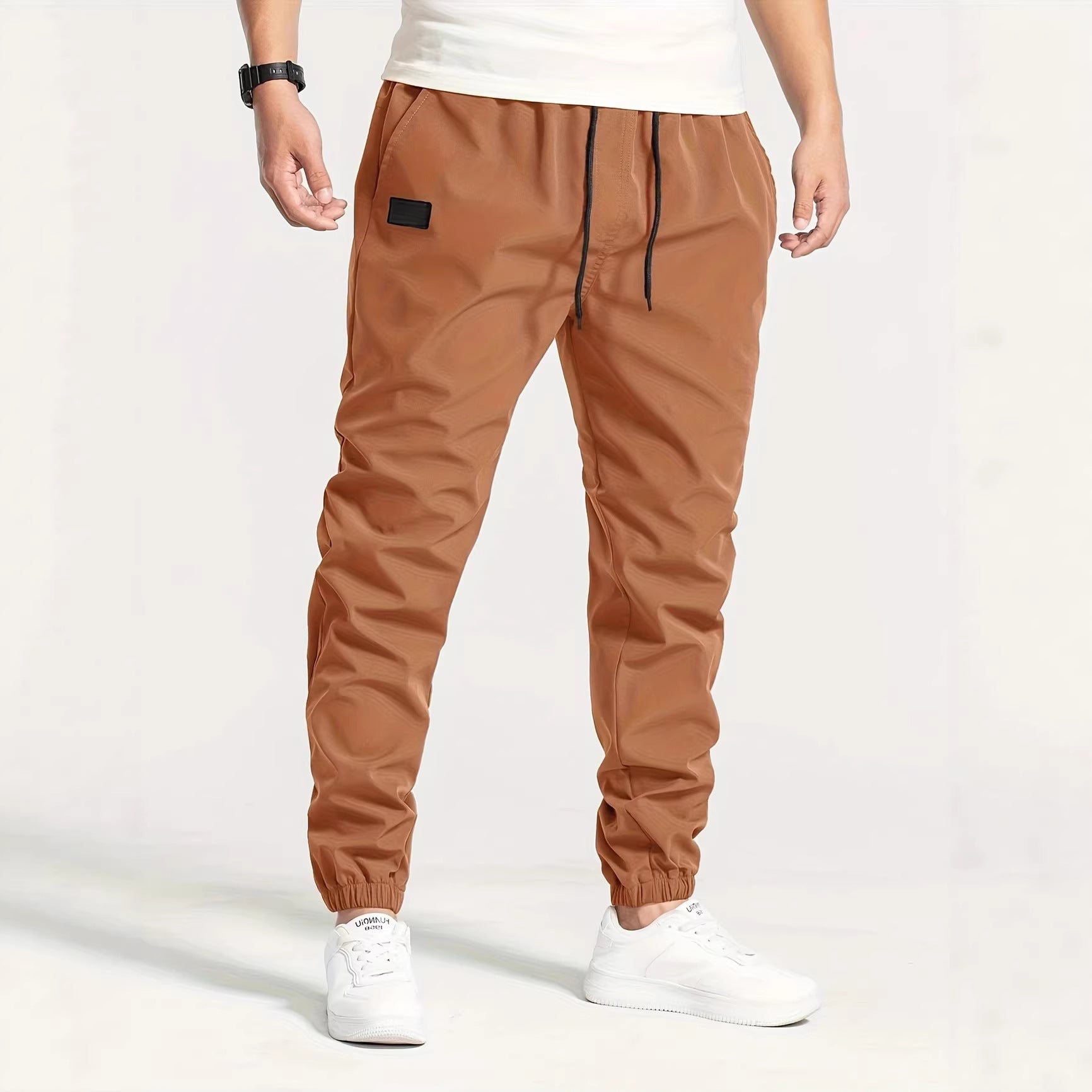 Men's Technical Jogging Pants in Tapered Utility Style with Elastic Waistband & Ankle Cuffs Chichicherry